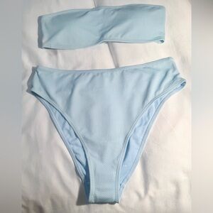 Light Blue Bandeau Bikini Set. Cabana del Sol Sz L